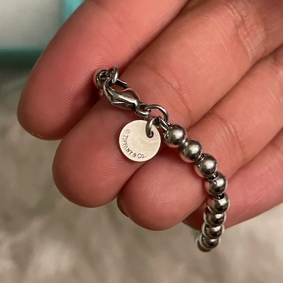 Authentic Tiffany and Co. blue heart tag bead bracelet 4mm size small - Picture 5 of 7